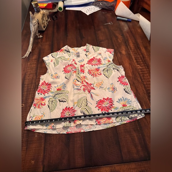 Nine West Floral Sleeveless Blouse Top Size 2X Tropical Print - Picture 7 of 10